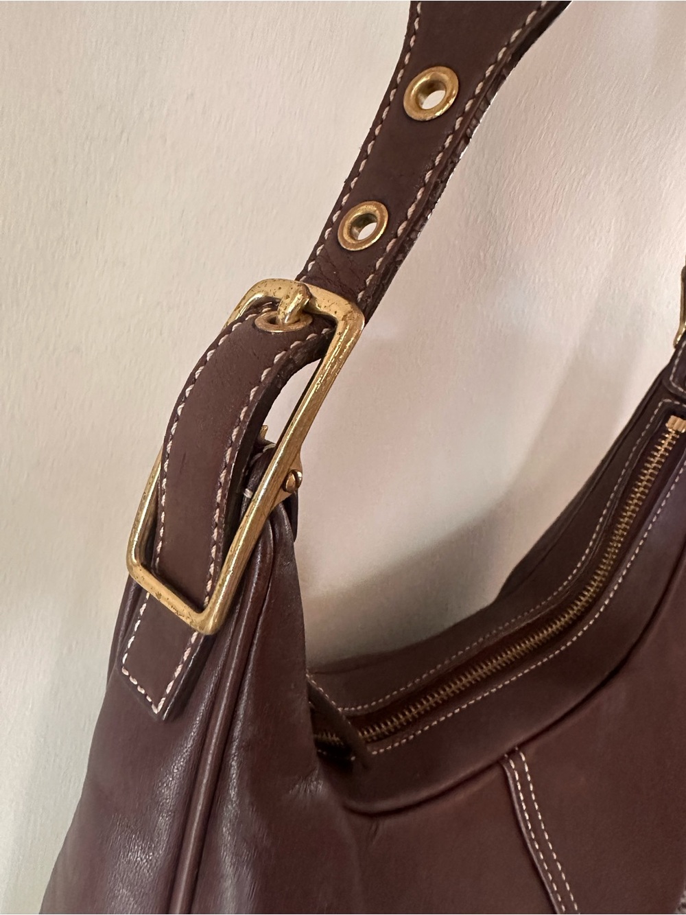 Vintage Coach Zoe Hobo Bag Brown Leather Y2K Shoulder Purse Classic Brass - Picture 5 of 11